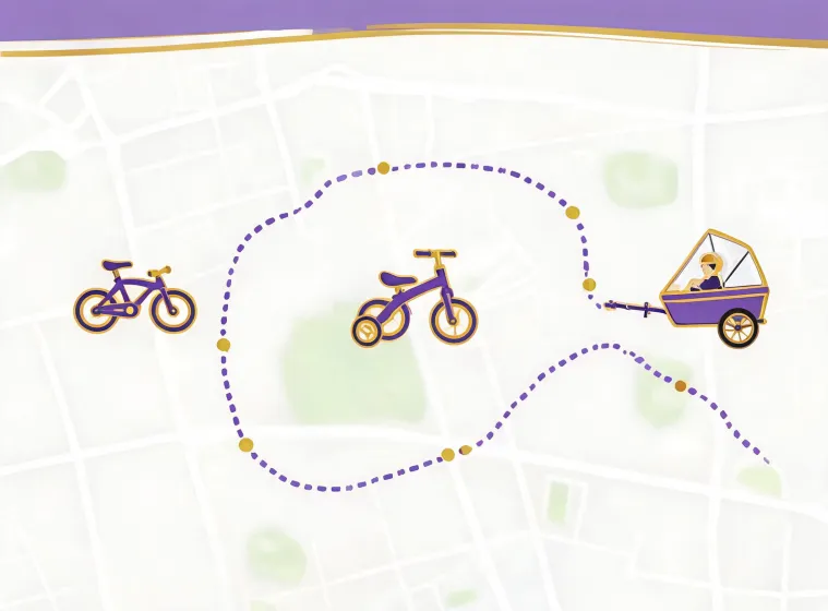 Illustrated Schwinn support map and ride routes